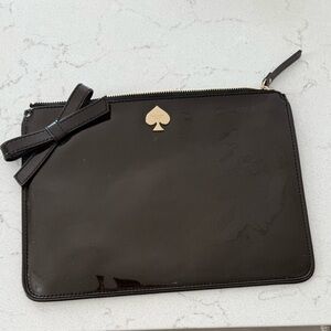 Kate Spade Brown/Burgandy Patent Leather Pouch with Bow